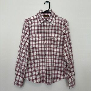 Outback Trading Co Rodeo Girl Shirt Womens MD Pink Plaid Excellent Pearl Snap